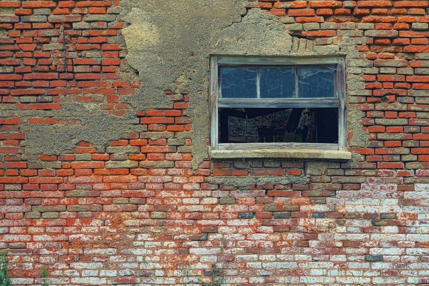 meberg Fototapete, Mauer, Steinoptik, Retro, Fototapete Altes Fenster Wandbild Vliestapete Motiv 200x300 cm
