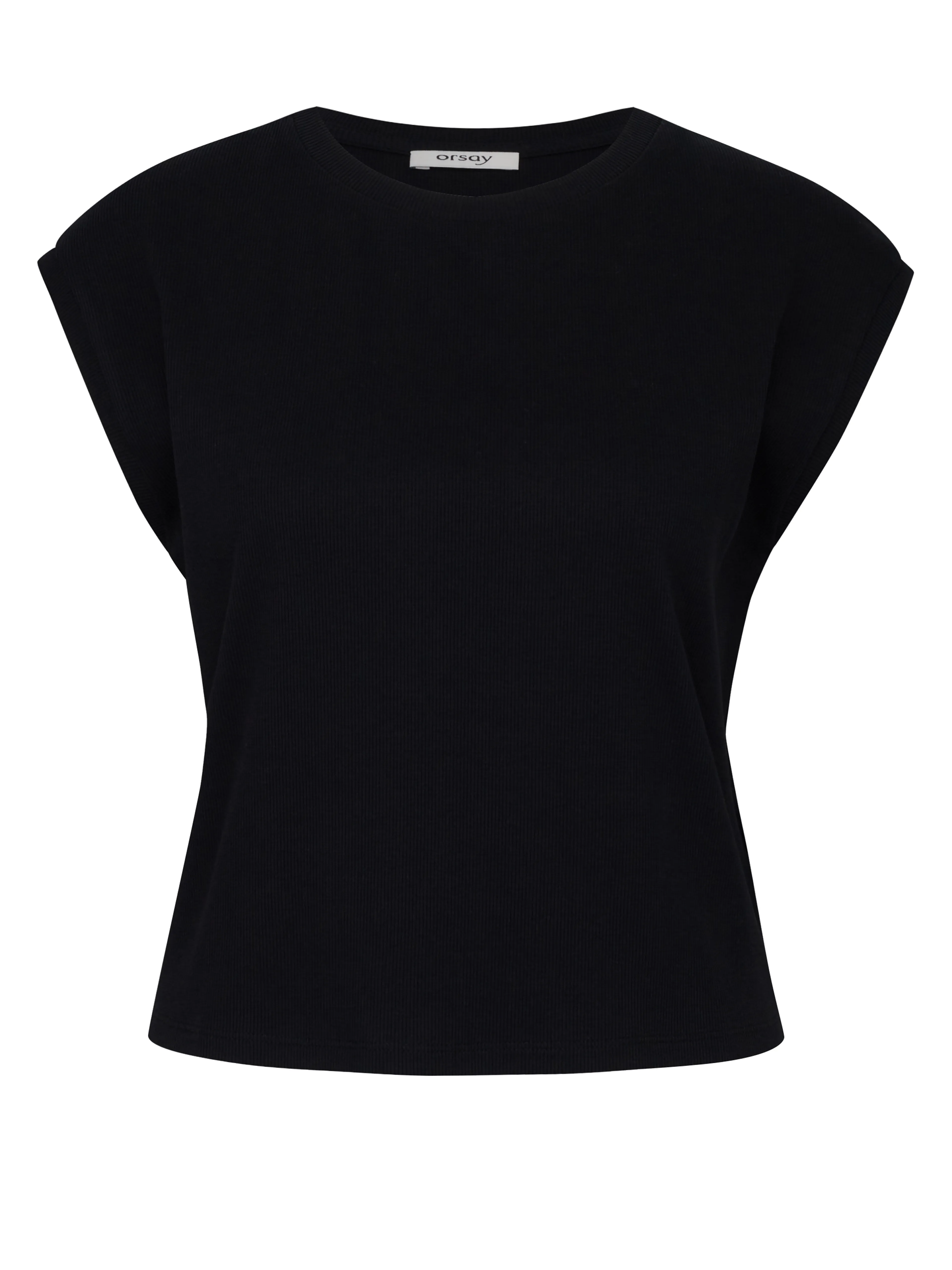 Schwarzes Damen Crop-T-Shirt mit kurzen Ärmeln ORSAY