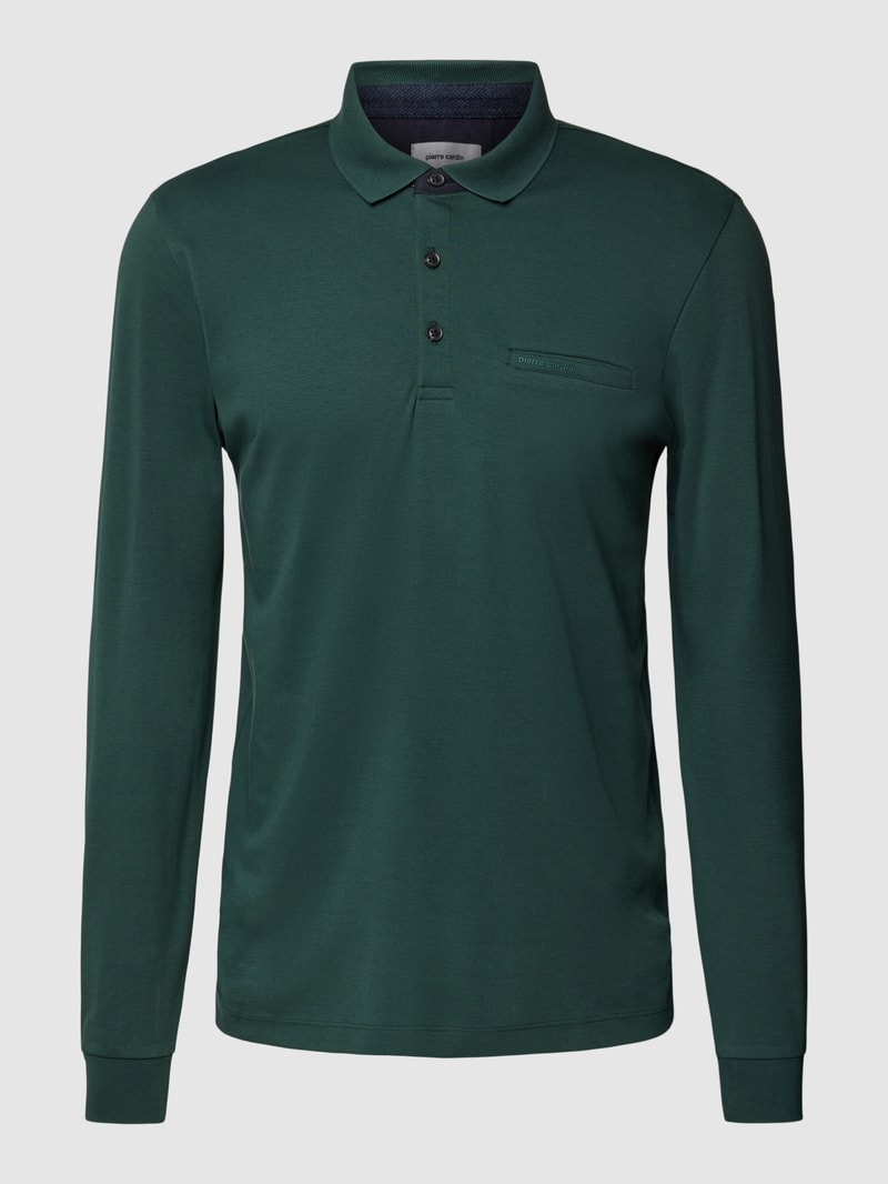 Longsleeve mit Polokragen und Brusttasche in grün