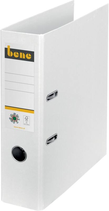 Bene No.1 Ordner DIN A4 80 mm Weiß 2 Ringe 301400WS Pappkarton Glatt Hochformat