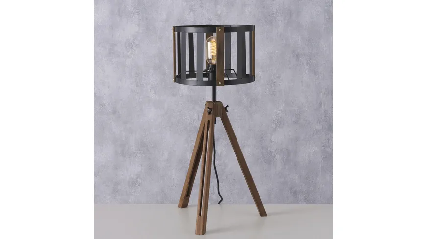 Boltze Tischleuchte Thajo Ø 59cm Hellbraun,Natur,Schwarz