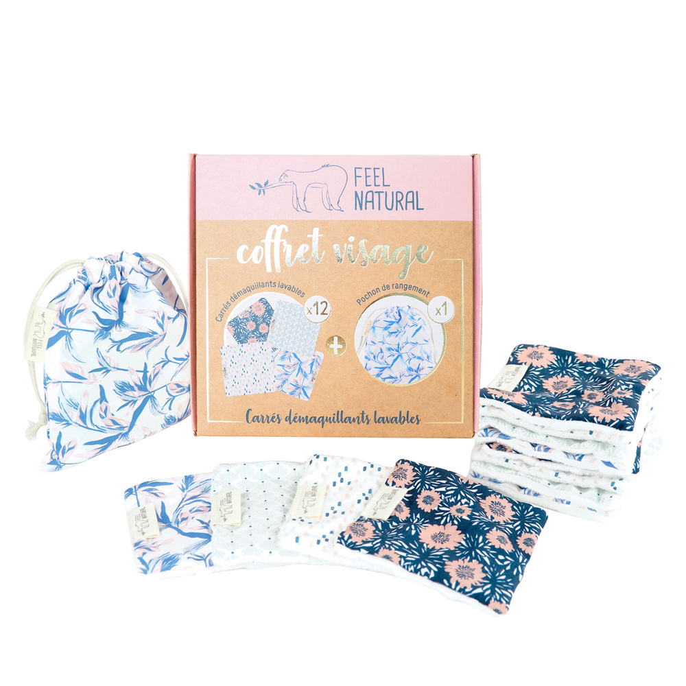 feel natural Coffret Edition limitée 12 carrés démaqu illants + pochon de rangement Coffret