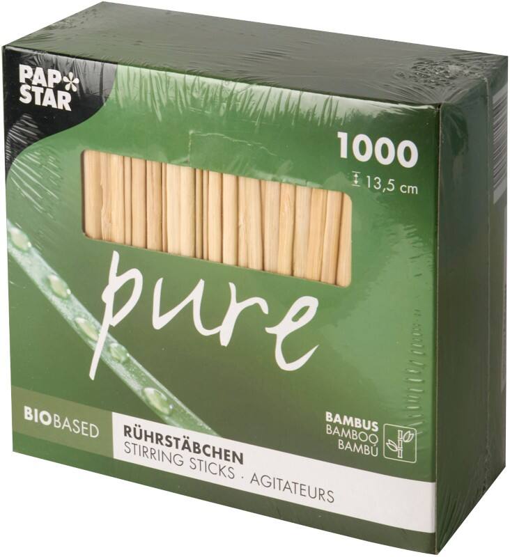 Papstar Rührstäbchen Pure Bambus 135 mm 1000 Stück