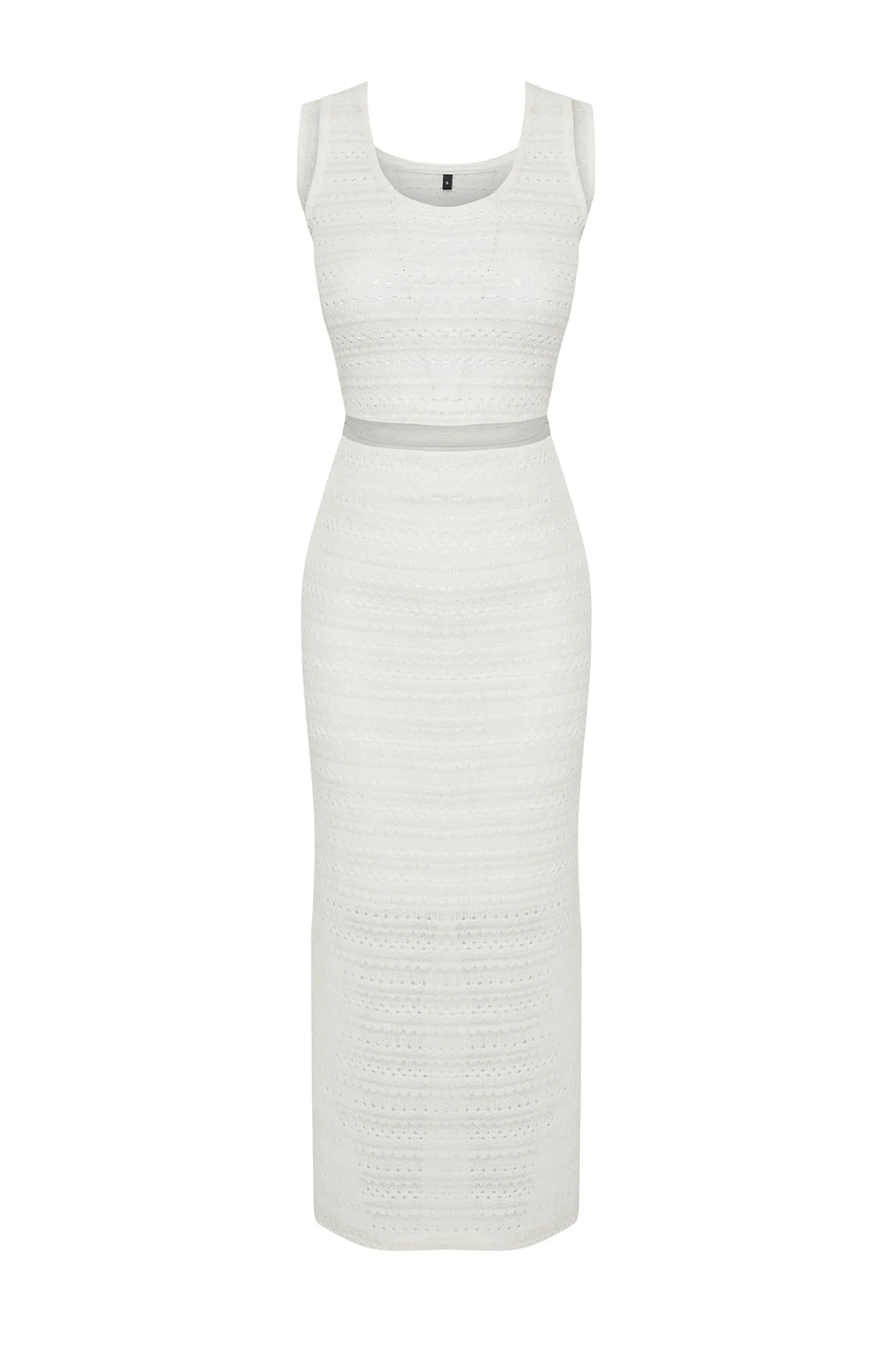 Trendyol Collection  Ecrufarbenes Strick-Set in ärmelloser, hoch taillierter Hose und Top-Set aus Strick-Unterteil und Top TWOSS24AU00092