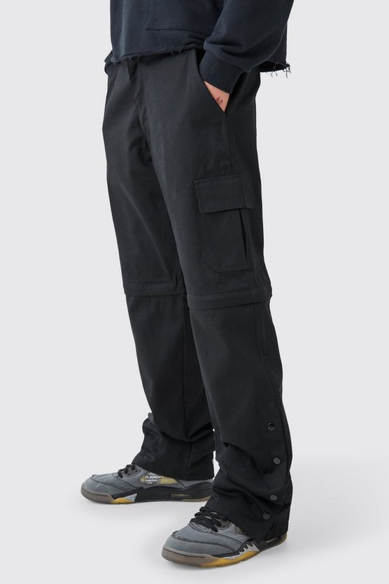 Lockere Twill Cargo-Hose mit Druckknöpfen und Reißverschluss