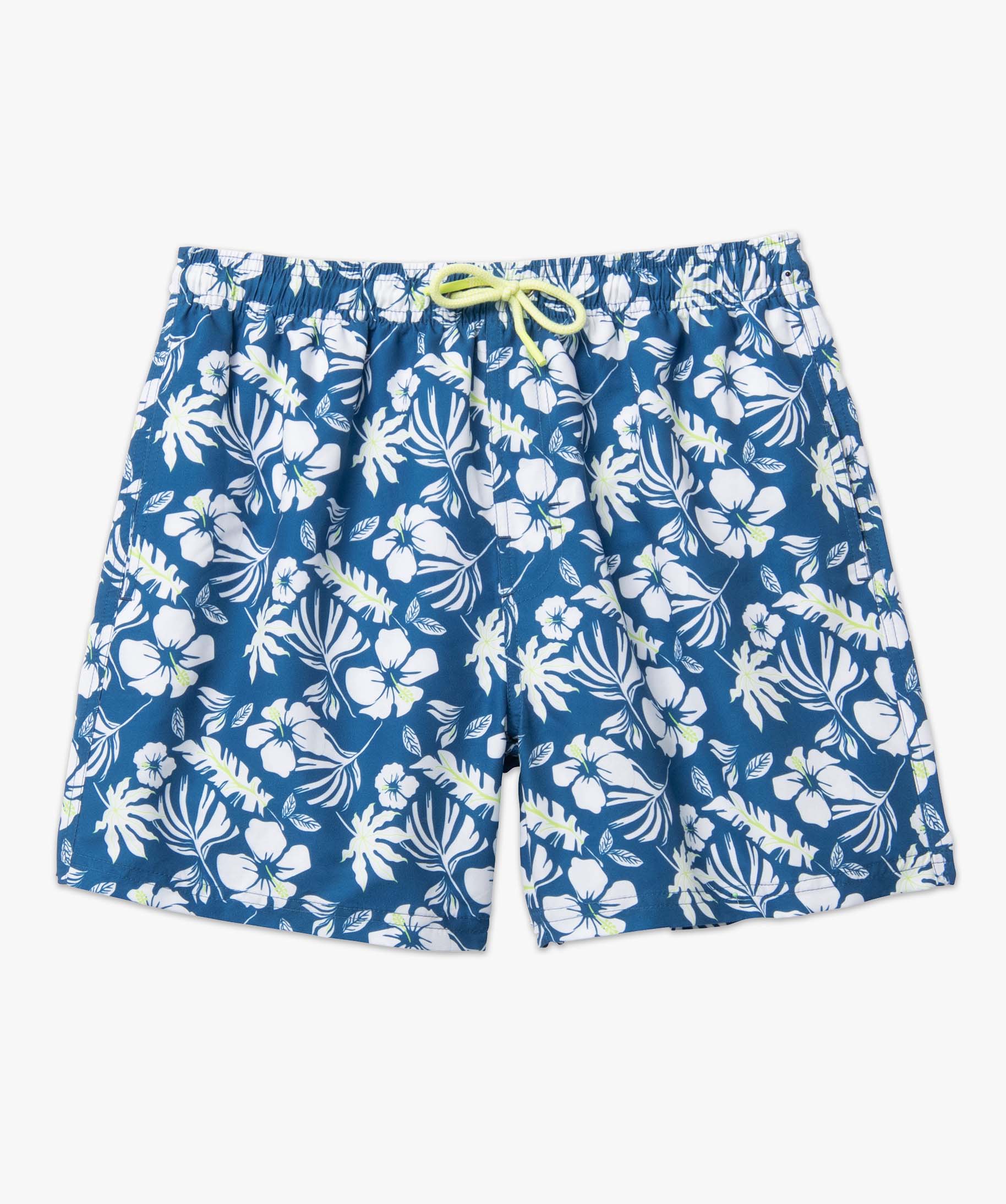 Short de bain homme à motif tropical bleu | GEMO