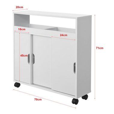 en.casa Badkommode, Lumijoki Badezimmerschrank Mehrzweckschrank mit Rollen Weiß