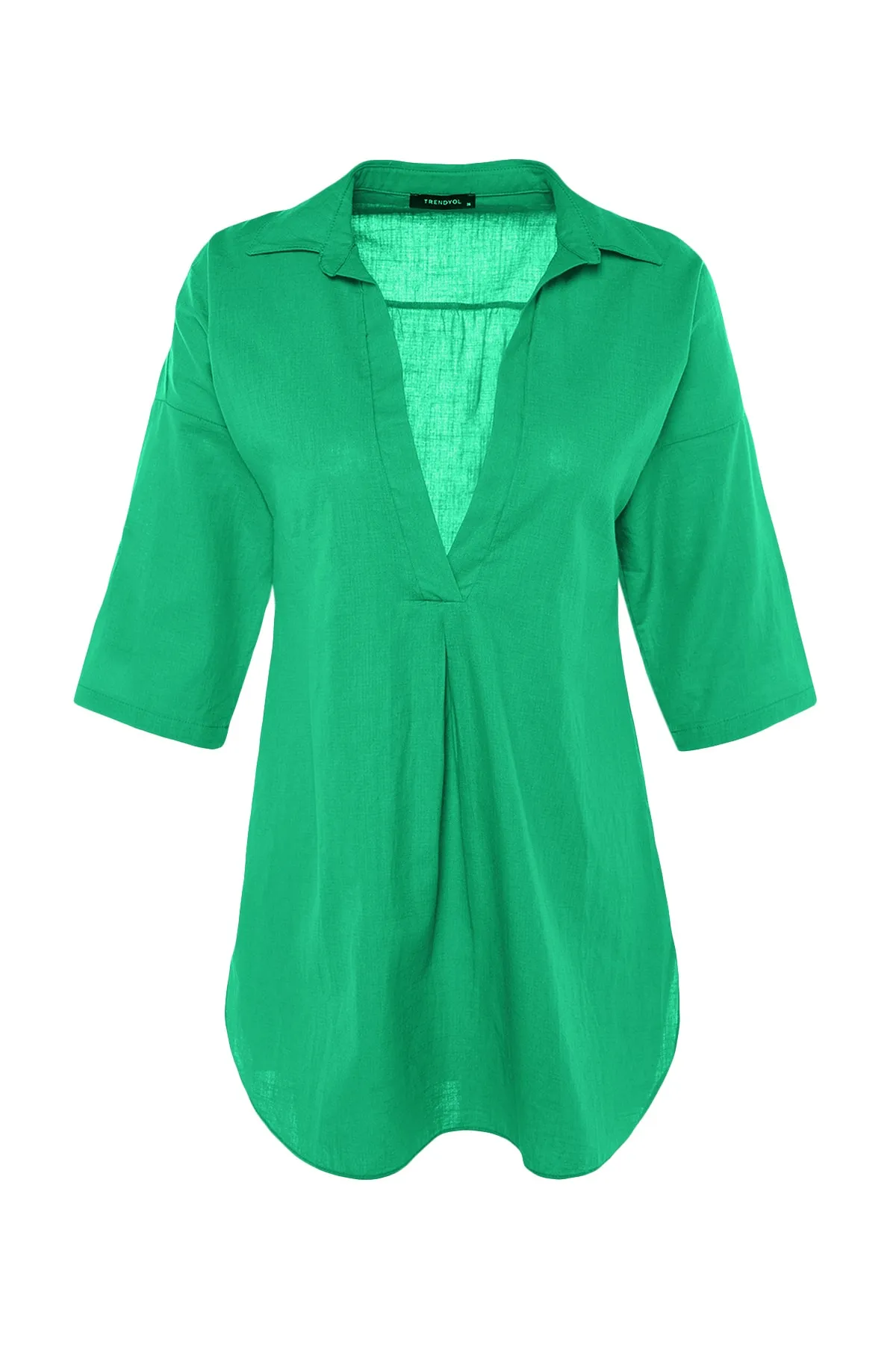 Trendyol Collection  Hellgrünes Mini-Strandkleid aus 100 % gewebter Baumwolle TBESS21EL3979