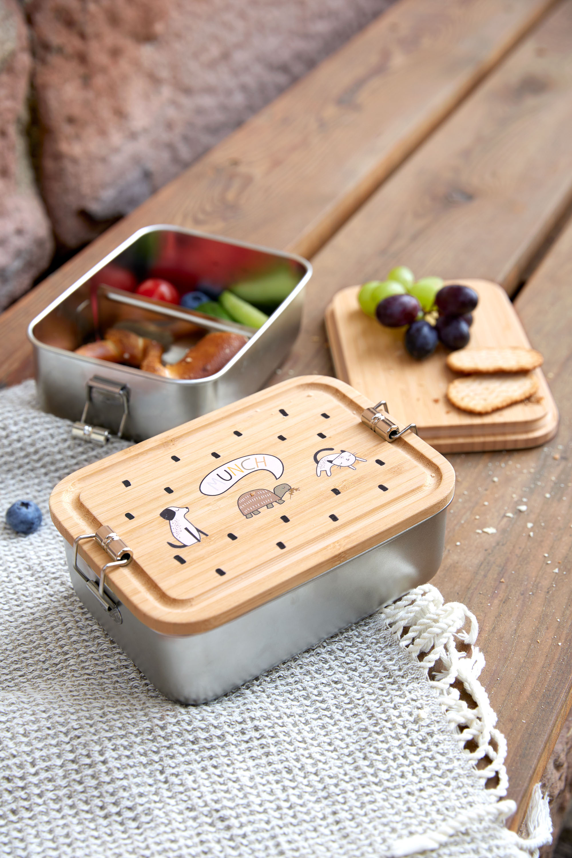 Brotdose Kinder - Edelstahl Lunchbox, Happy Prints