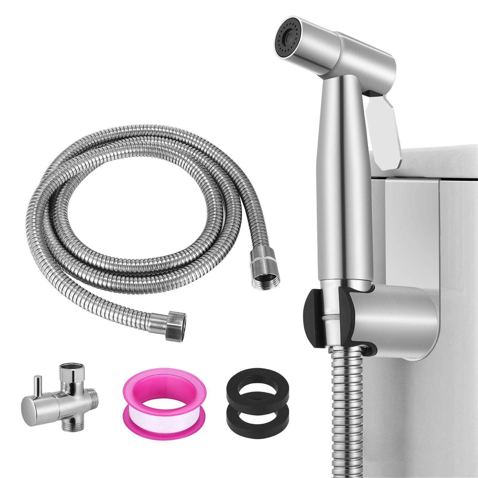 BlingBin Bidetarmatur Bidet Edelstahl Handbrause handgehaltenes Bidet-Toilettensprühgerät (1 Set, 1-St) Bidet Set mit Handbrause