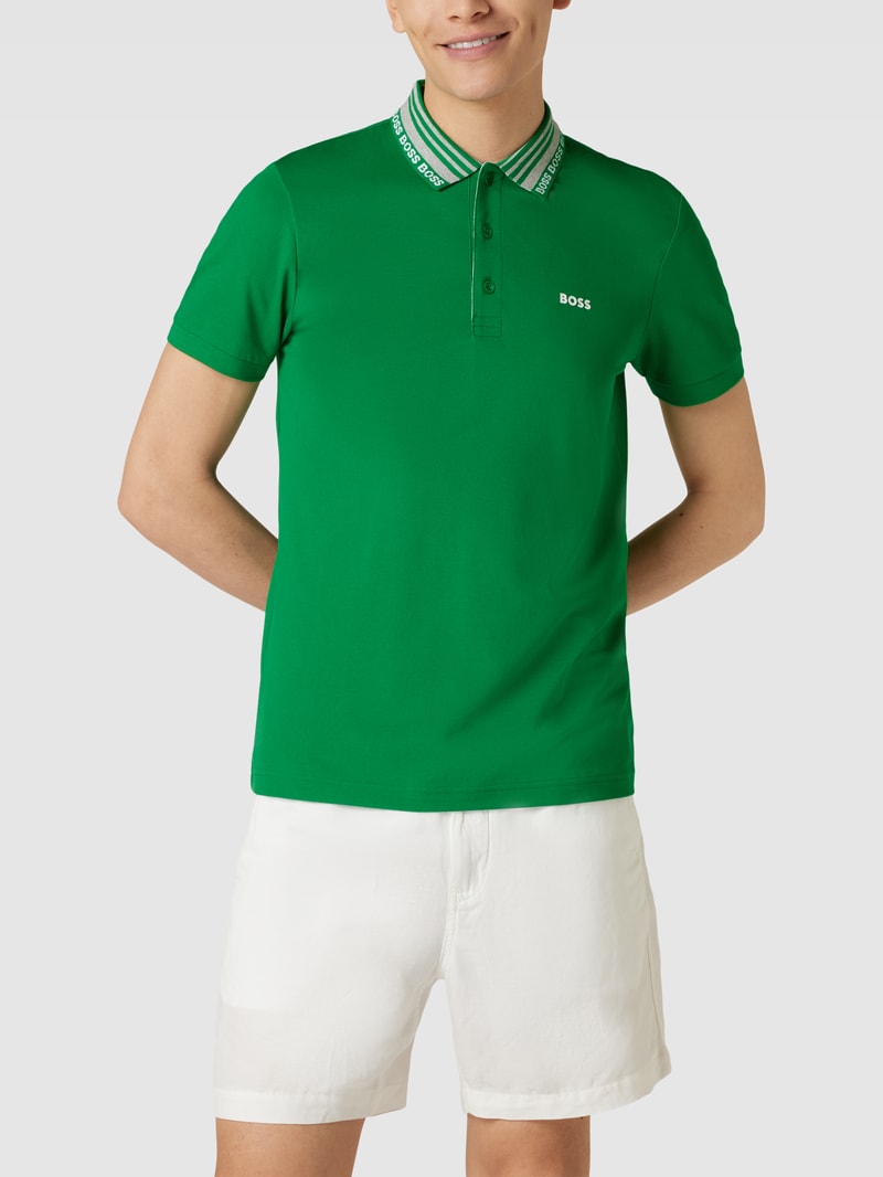 Poloshirt mit Label-Details Modell 'Paule' in hellgrün