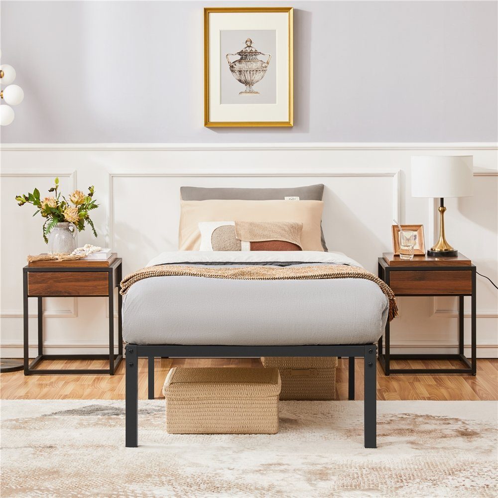 Yaheetech Bettgestell, Metallbett Modern Jugendbett mit Lattenrost