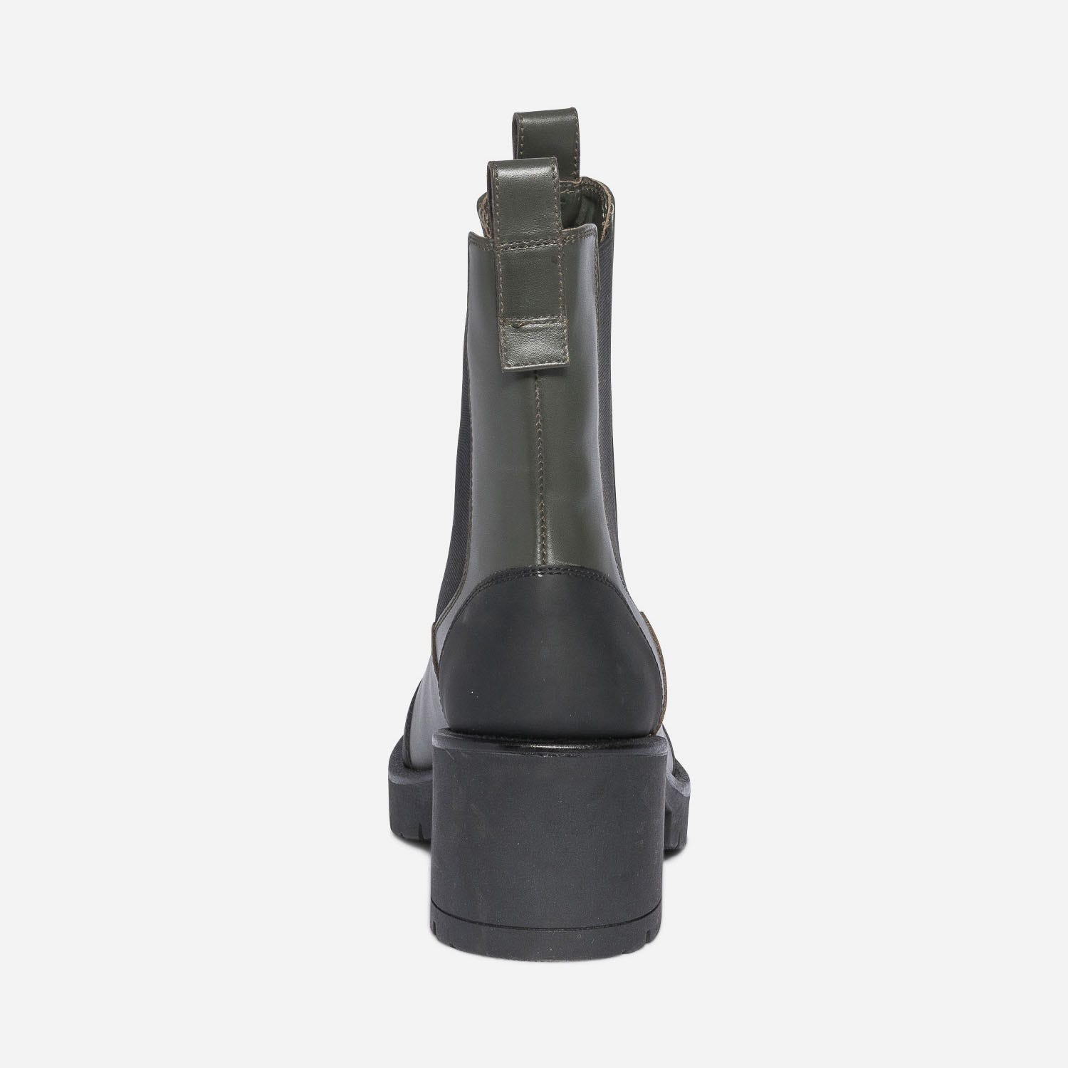 Chelsea boots vert foncé et noir à talon