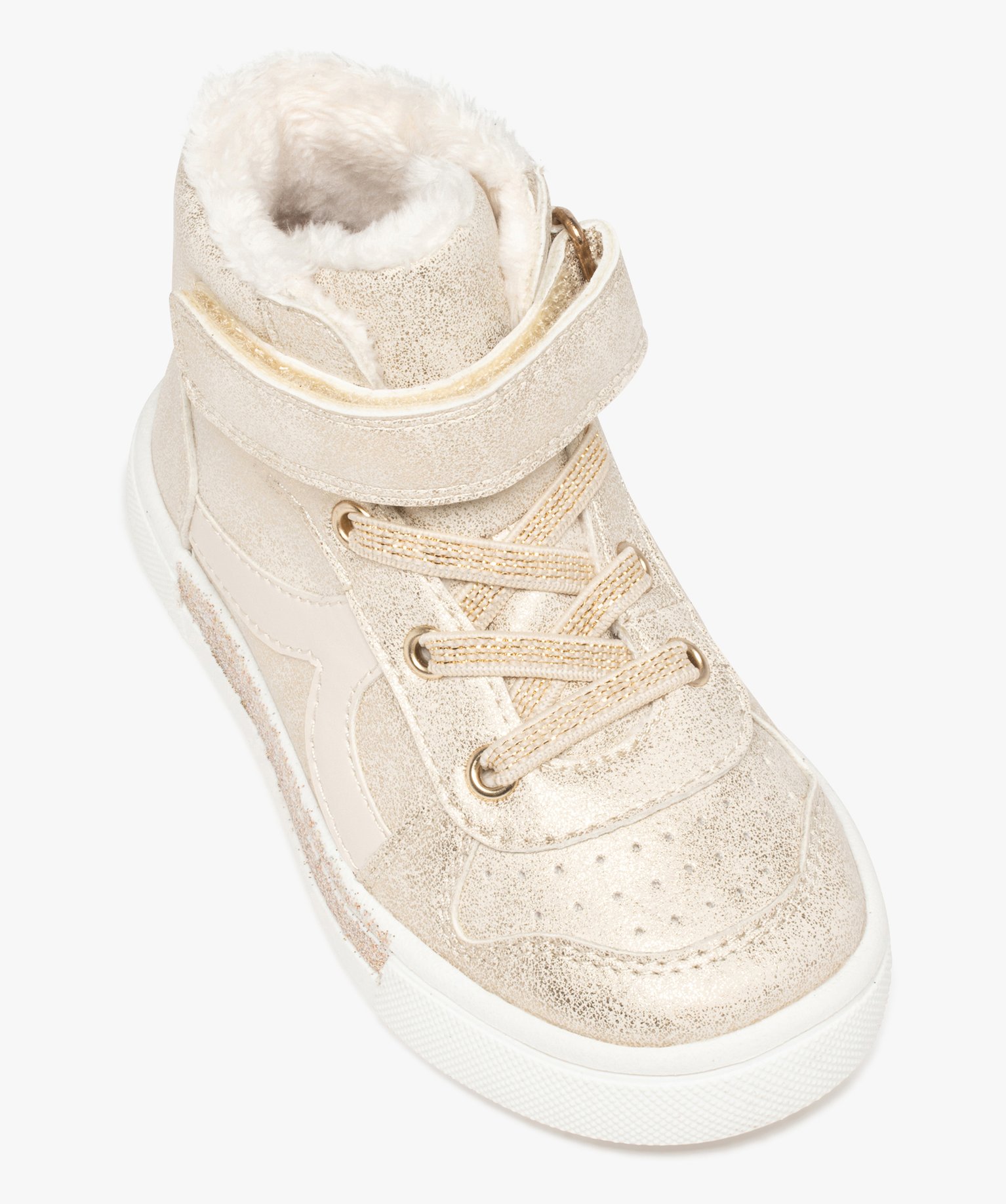 Baskets bébé fille mid-cut métallisées et pailletées or | GEMO