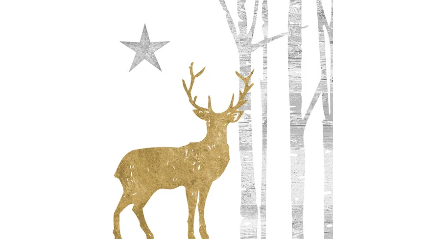 Bella Casa Serviette Mystic Deer gold silber 33x33cm gold, silber