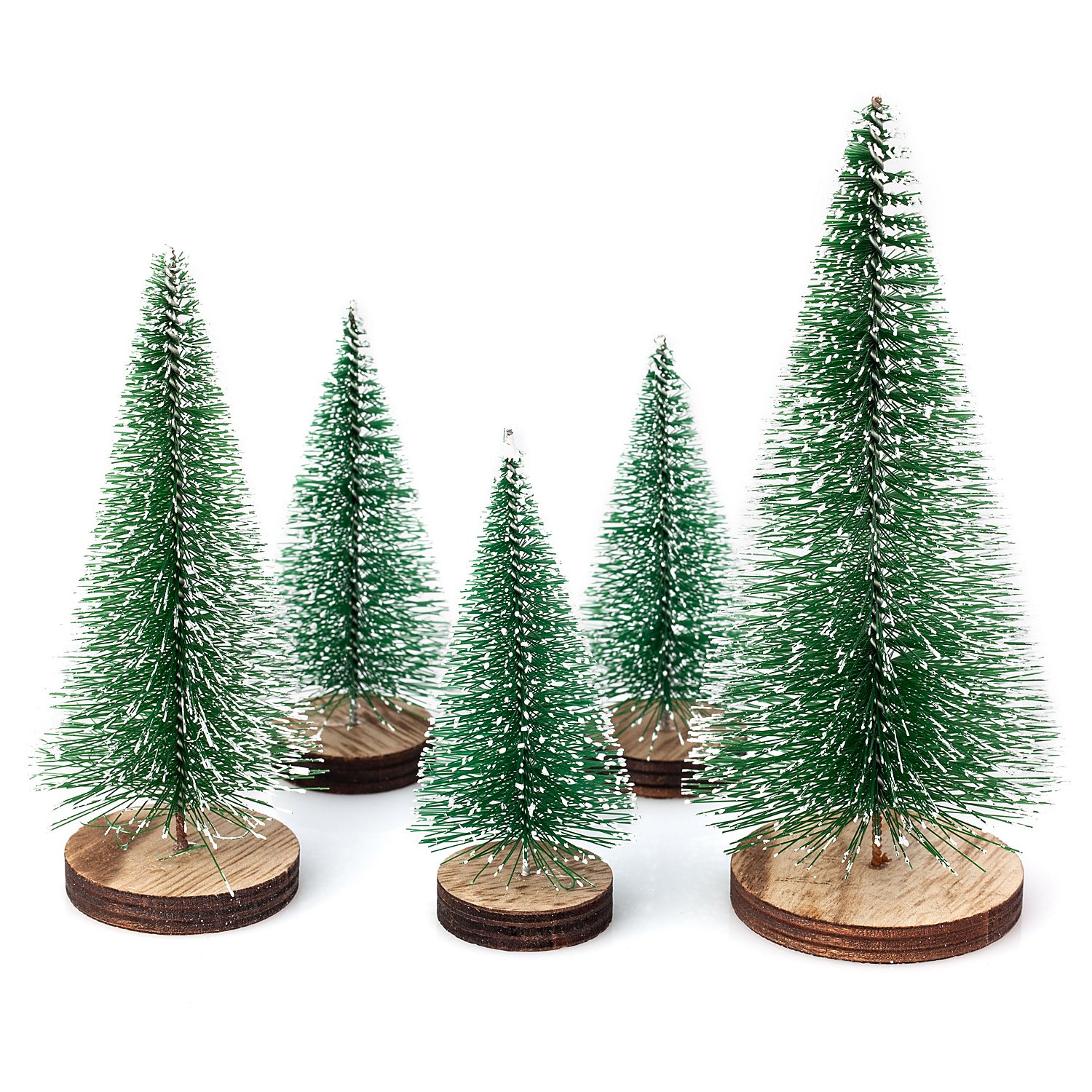 Deko-Tannenbäume, beschneit, 9–14,5 cm, 5 Stück