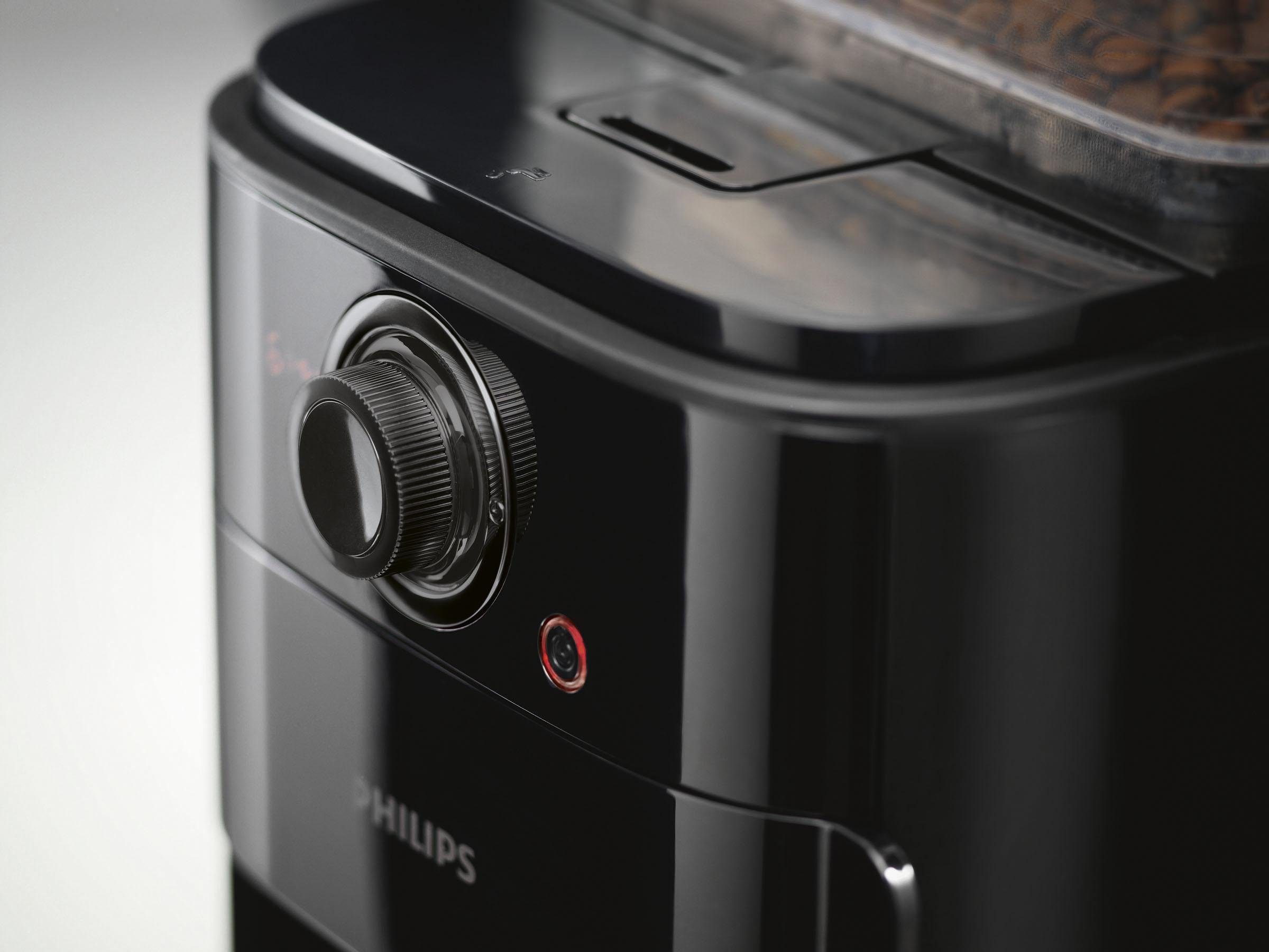 Philips Kaffeemaschine mit Mahlwerk Grind & Brew HD7767/00, aromaversiegeltes Bohnenfach, edelstahl/schwarz