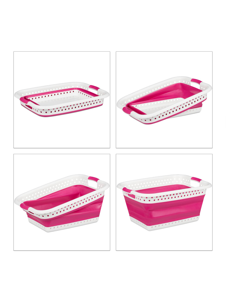 relaxdays Wäschekorb in Pink - (B)61 x (H)27 x (T)45,5 cm günstig kaufen onesize