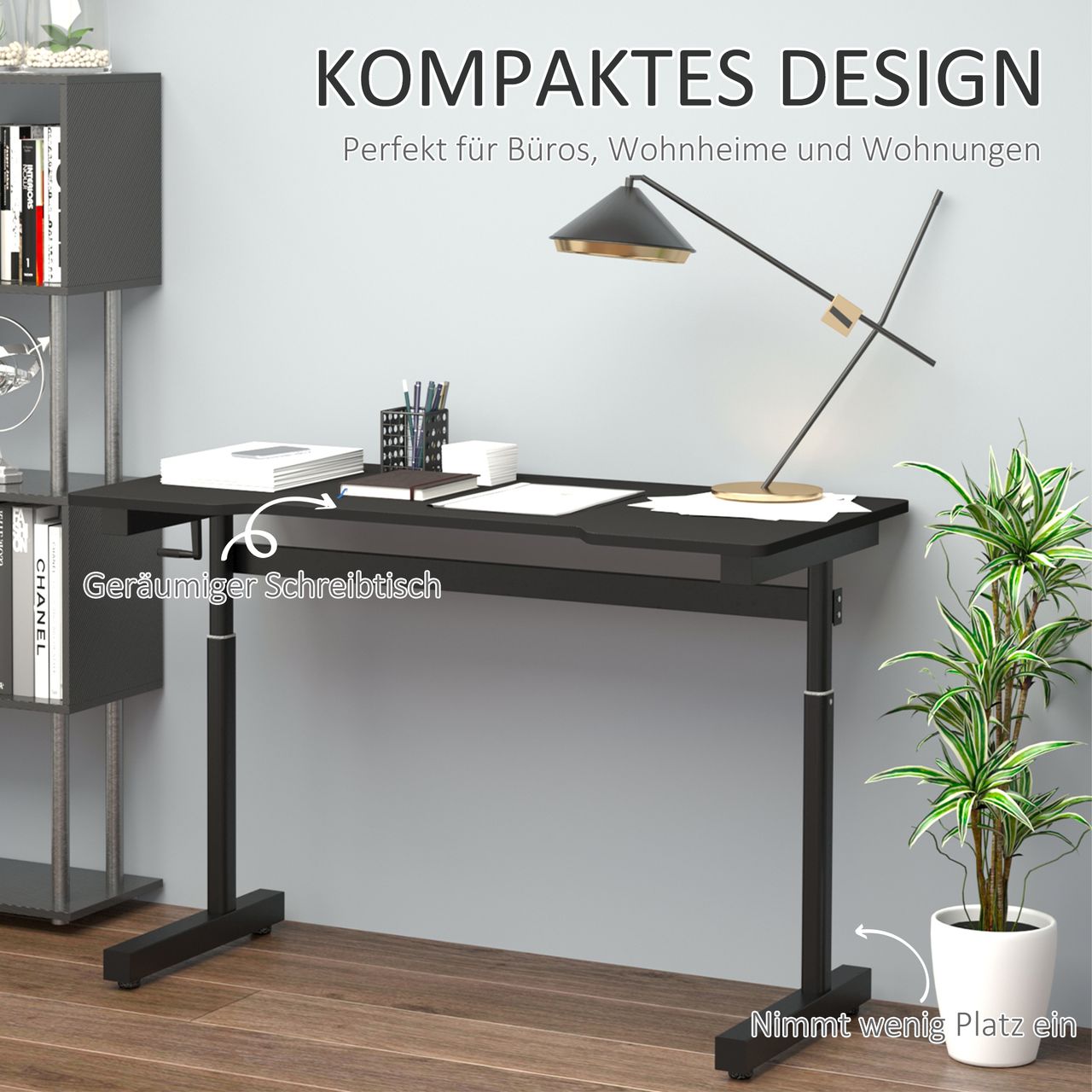 Vinsetto Schreibtisch Computertisch Schwarz 120 x 60 x 72-117 cm