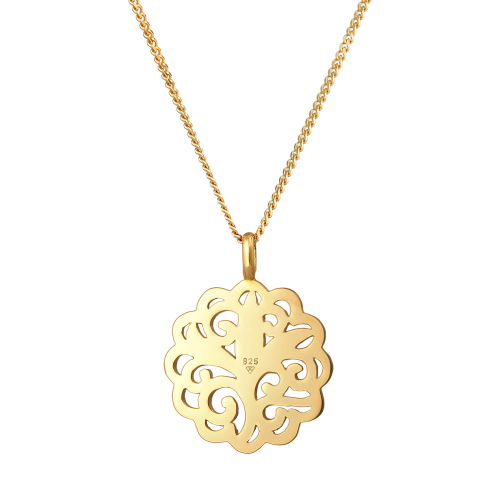 Elli Elli Collier Pendentif ornemental rond pour femme en argent sterling 925 Bijoux