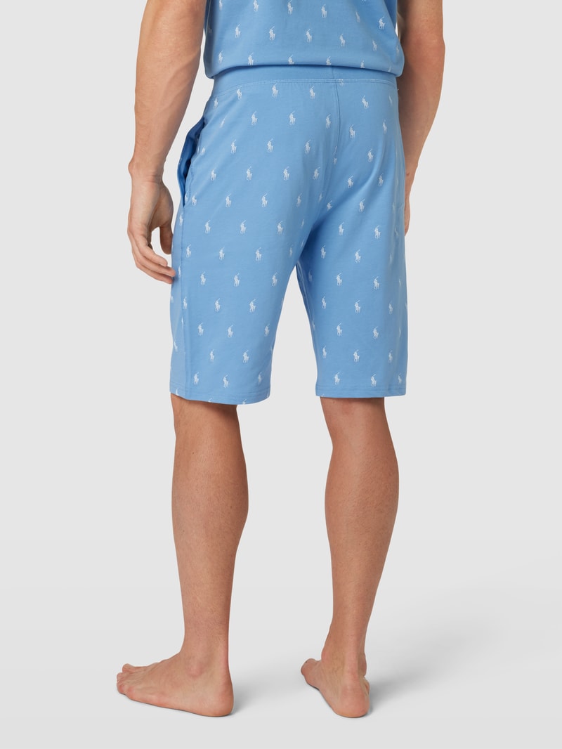 Slim Fit Sweatshorts mit Allover-Print Modell 'LIQUID in hellblau