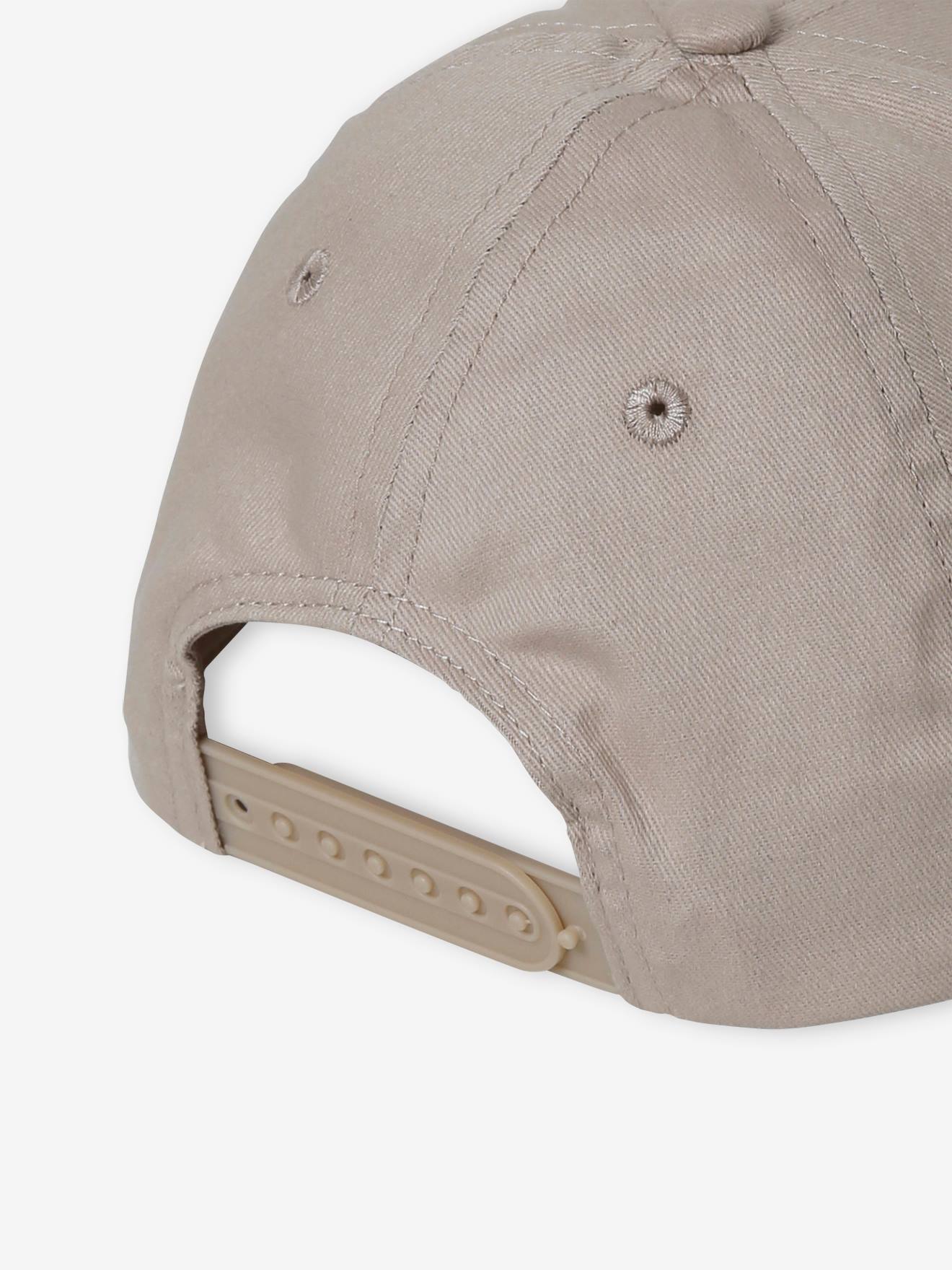 Casquette unie garçon brodée devant beige