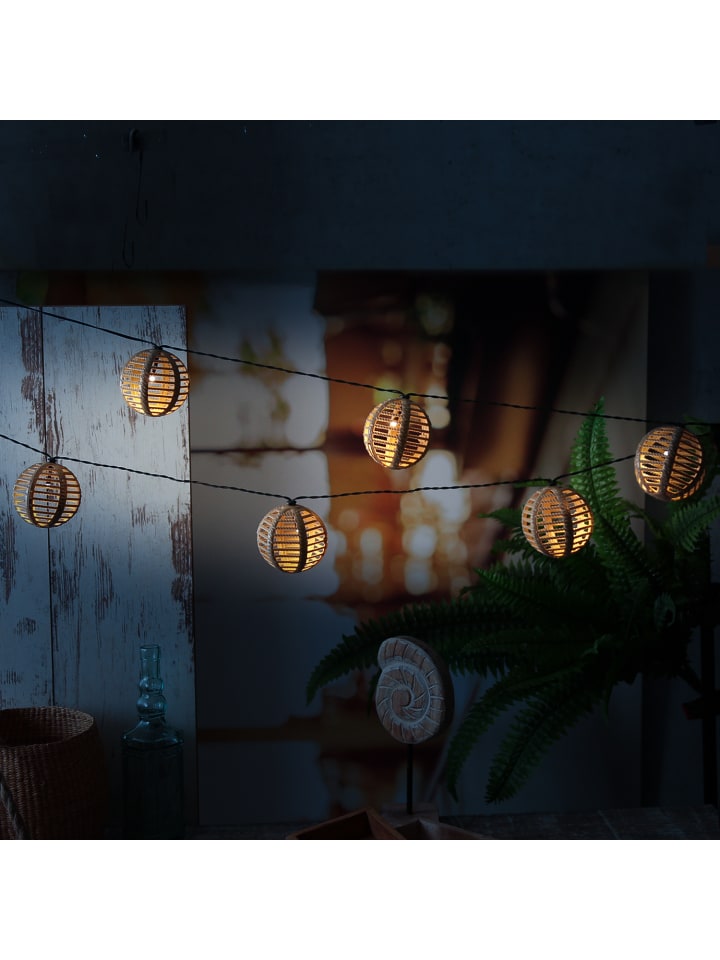 MARELIDA LED Solar Lichterkette Kugeln in Rattan Optik Lichtsensor L: 2,7m in braun günstig kaufen onesize