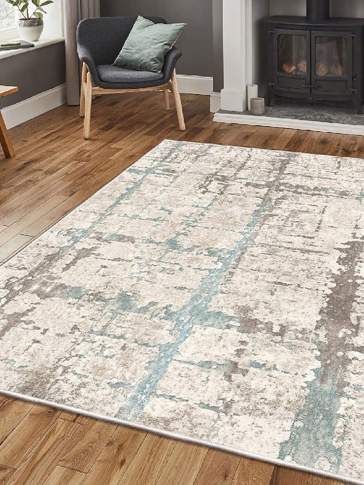 Mioli Baumwoll-Teppich in Beige/ Hellbraun/ Hellblau günstig kaufen