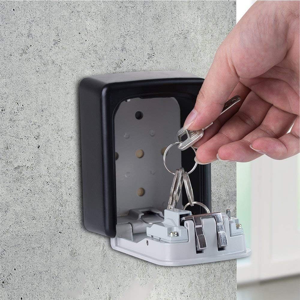 Sarfly Schlüsselkasten Schlüsseltresor mit Zahlencode Aussen, Schlüsselbox (1 St., mit 4-Stelliger Zahlenkombination, Klein Schlüsselkasten mit Code), Schlüsselsafe Wetterfeste für Hausschlüssel Versteck, (Silber)