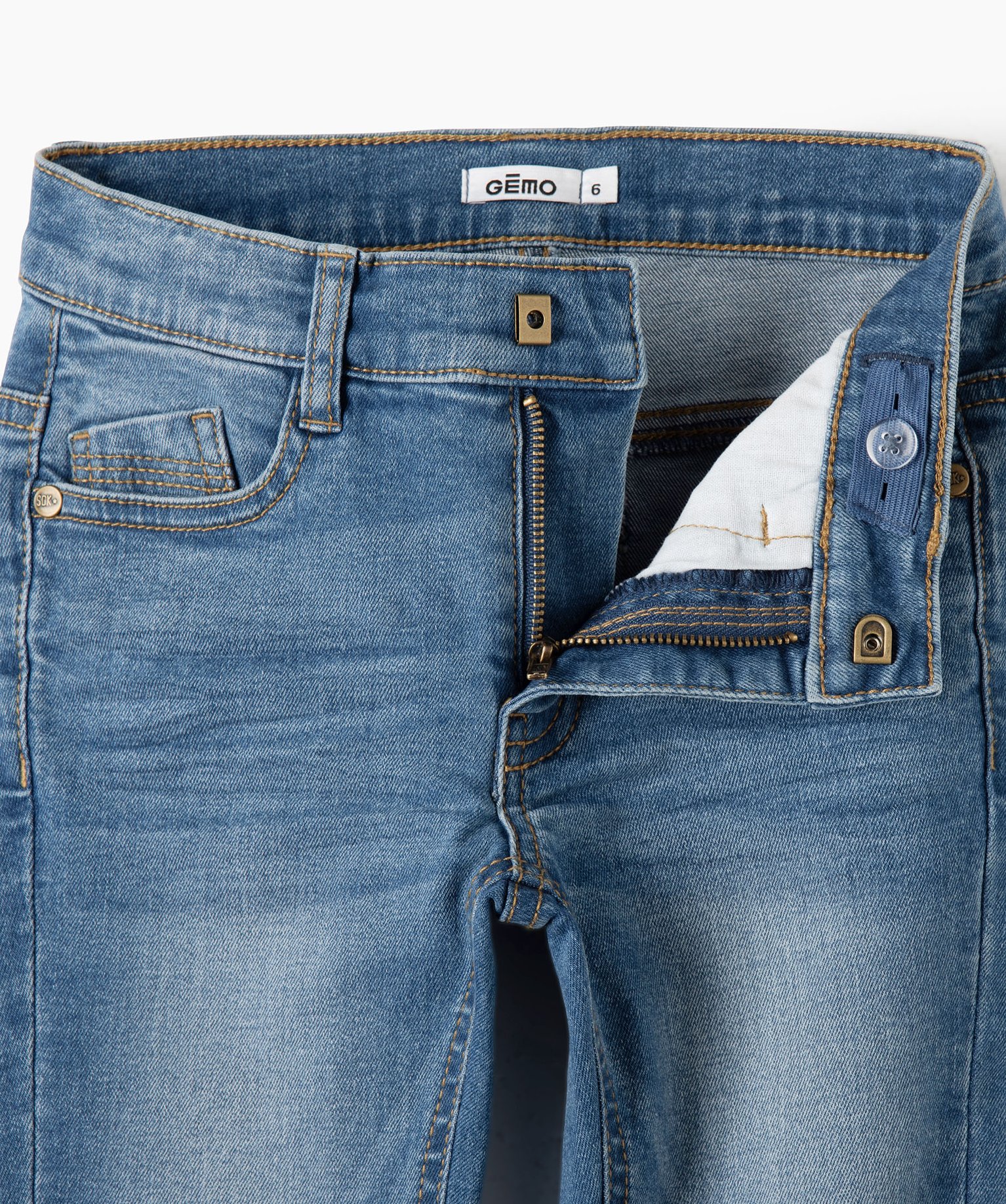 Jean Garçon coupe slim 5 poches stone | GEMO