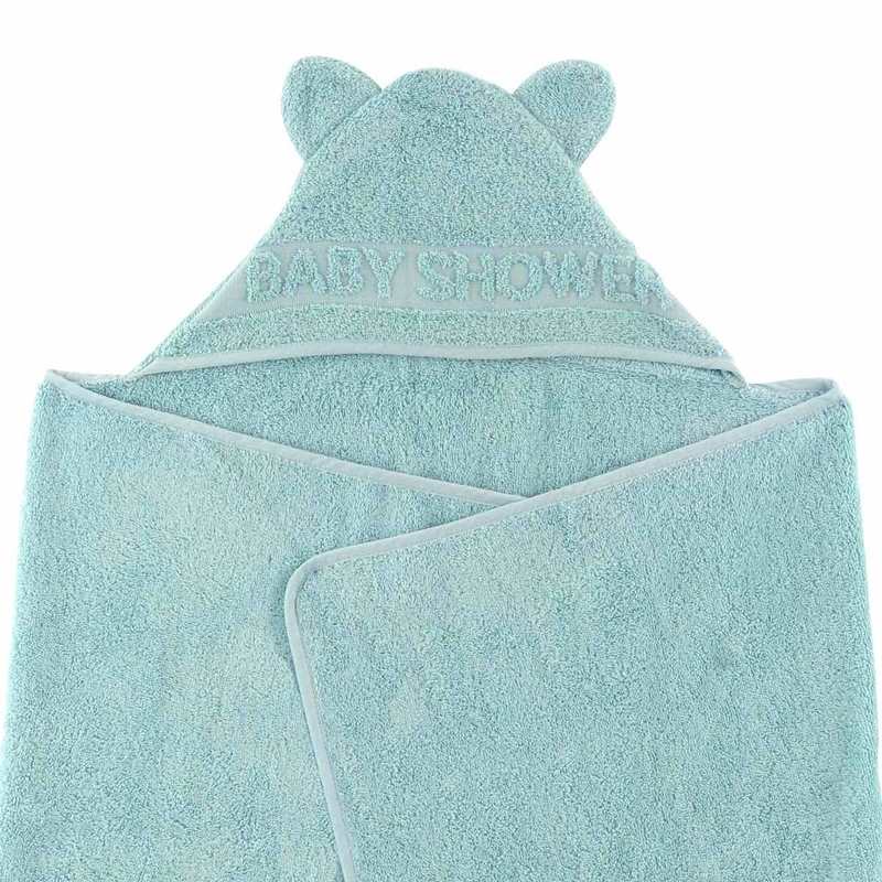 Cape de bain à oreilles Baby Shower vert céladon