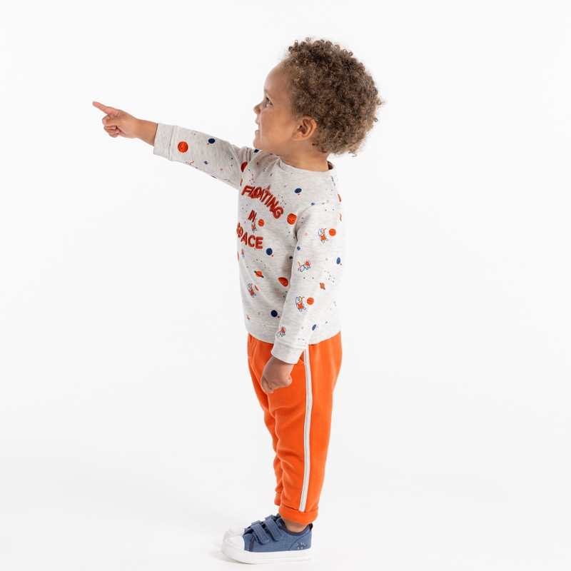Sweat molleton et jogging orange bébé garçon