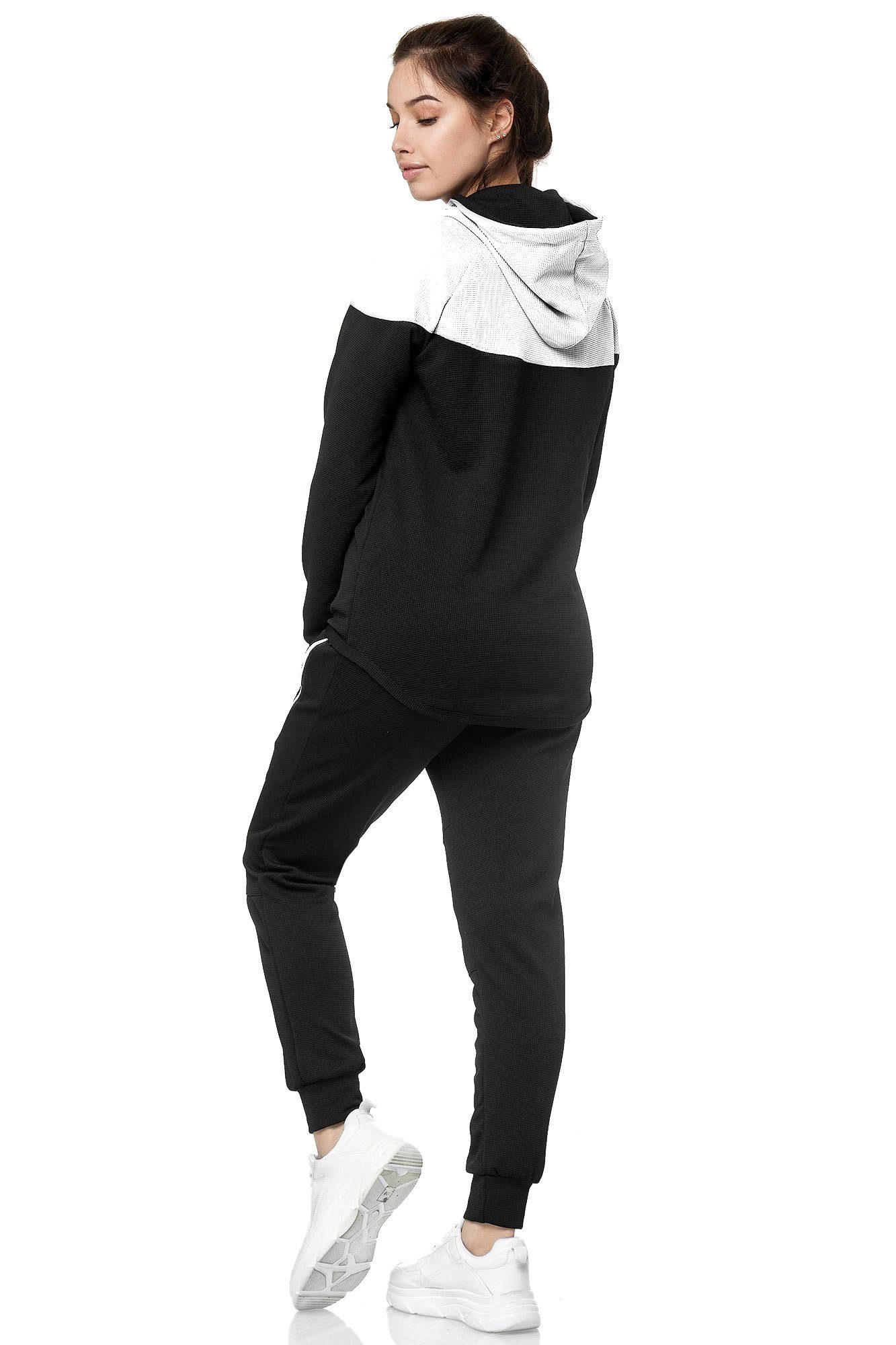 L.gonline Freizeitanzug Damen Jogging-ANZUG, Freizeitanzug, Sporthose und Kapuzenjacke, 984 (Kapuzenjacke mit Reißverschluss, Hose, 2-tlg), Fitness Freizeit Casual