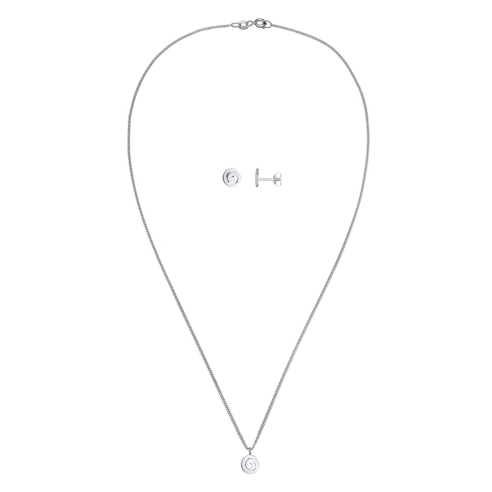 Elli Elli Ensemble de Bijoux Femmes Pendentif Spirale Basique Set Clous d'oreilles en  Bijoux