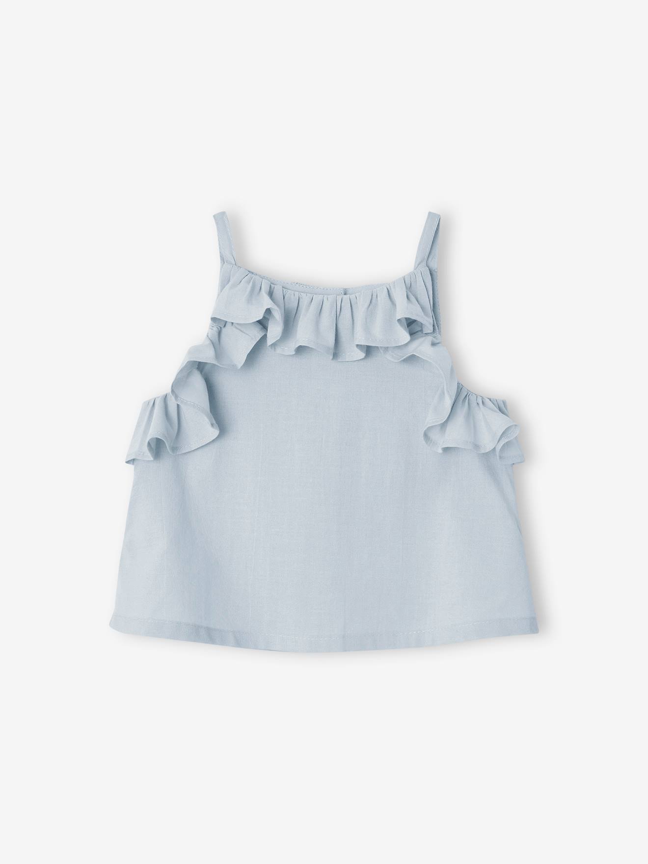 Vertbaudet Mädchen Baby-Set: Blusentop & Shorts - eisblau