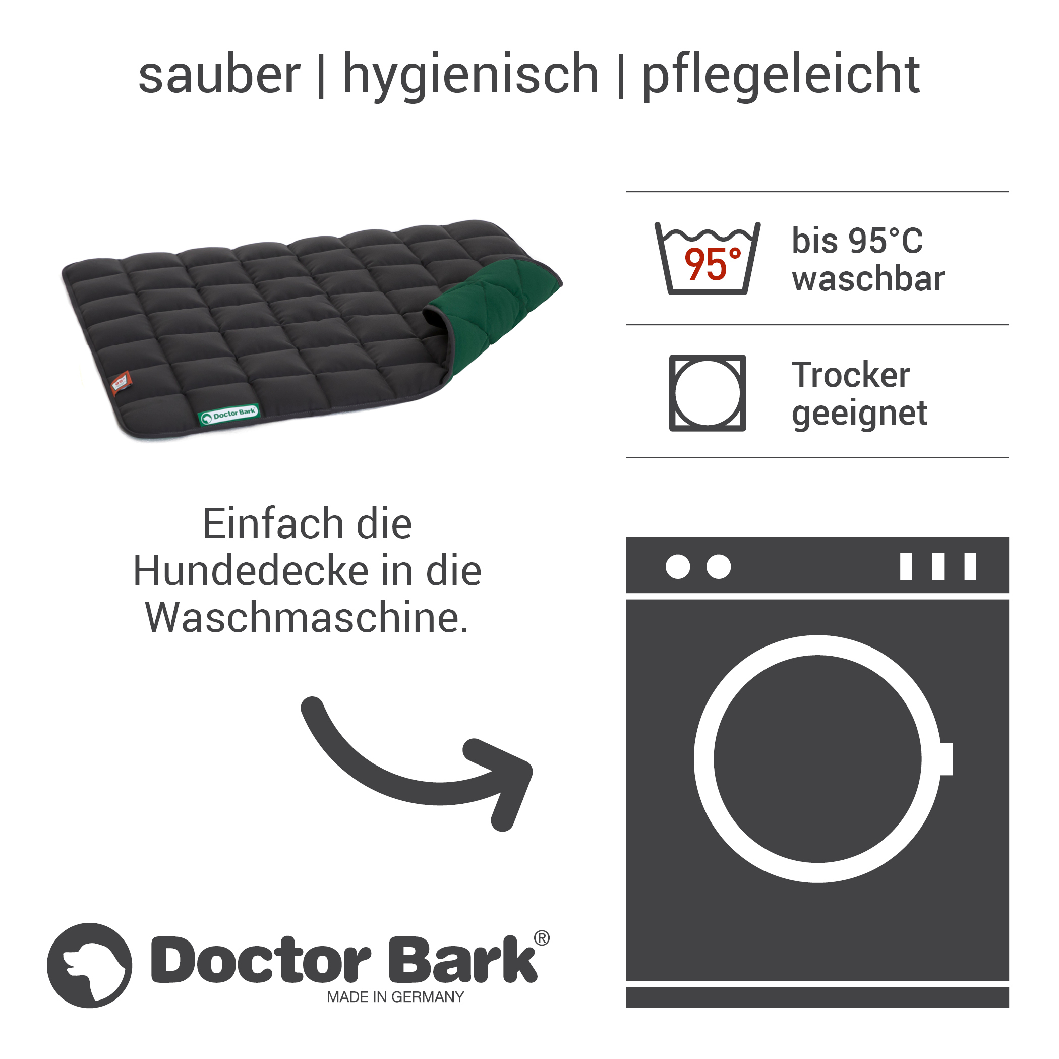 Doctor Bark Hundedecken Doctor Bark Wendedecke grau/ grün M