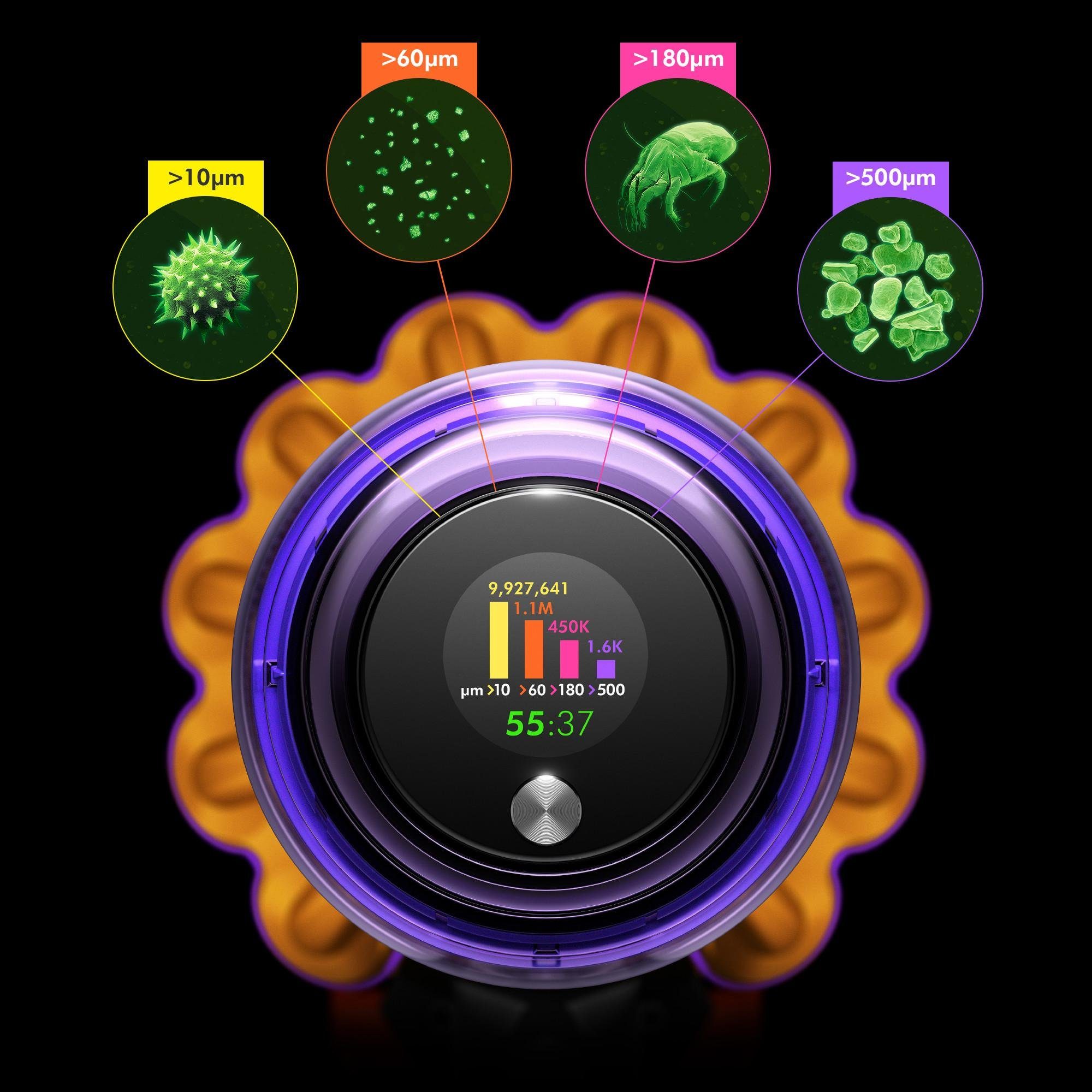 DYSON Akku-Hand-und Stielstaubsauger V15 Detect Absolute, 660,00 W, beutellos, Dyson Hyperdymium Motor, Laser
