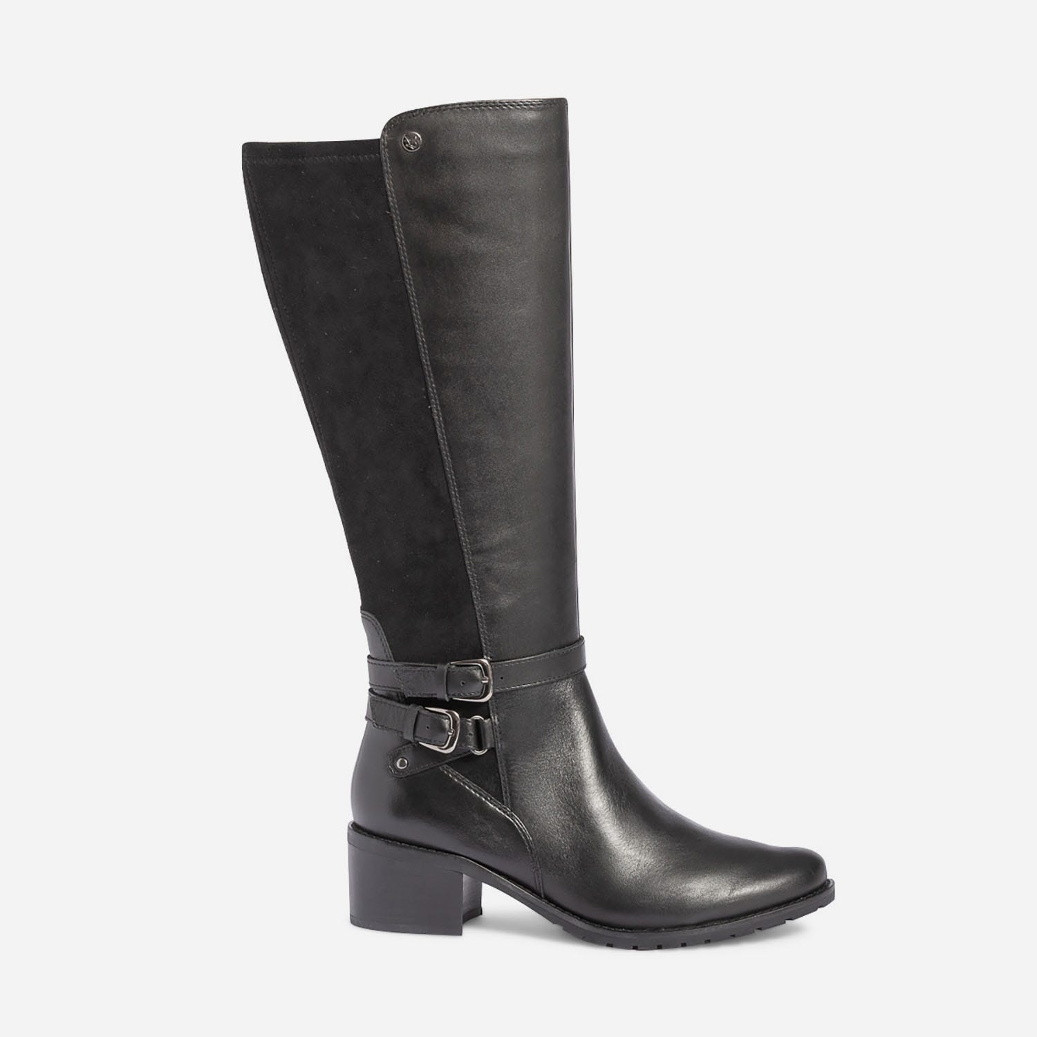 Botte CAPRICE noire bi matière à double bride