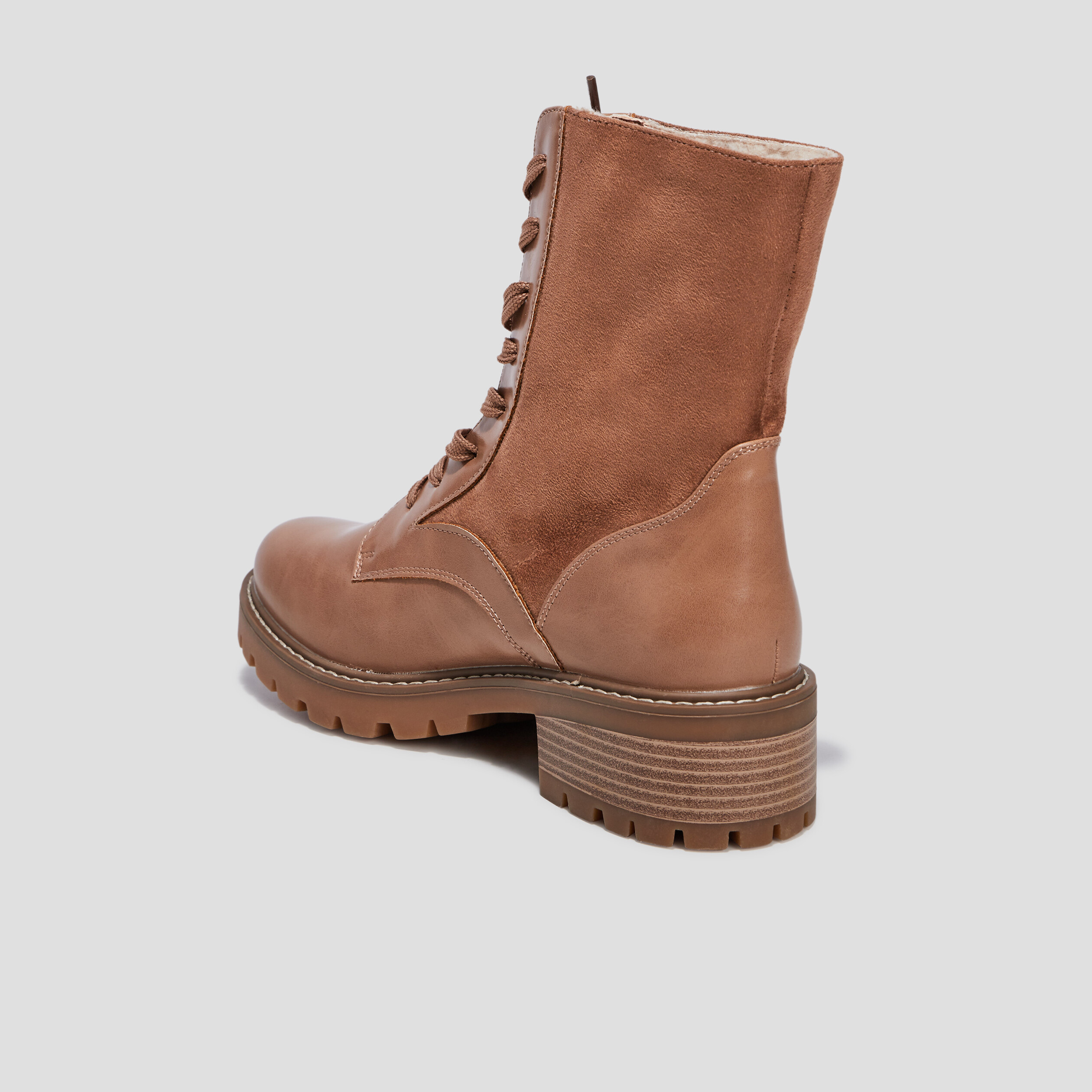 Bottines fourrées à lacets marron femme | La Halle