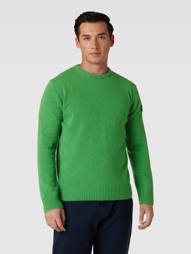 Strickpullover mit Label-Patch in grün