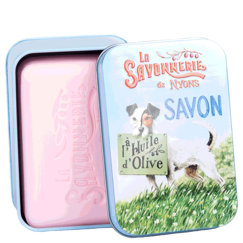La savonnerie de nyons Savon 200g Rose et Boîte Métal Jack Russel Savon