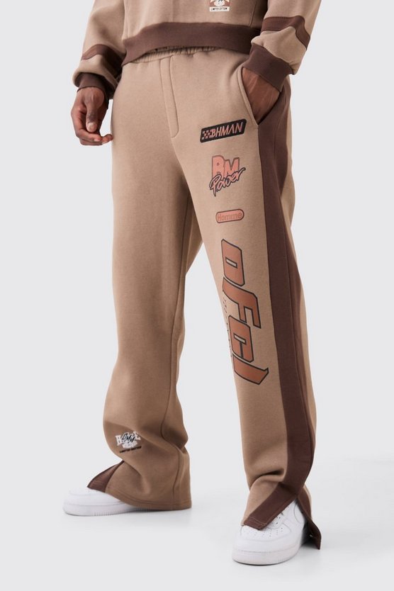 Lockere Moto-Jogginghose mit Seitenstreifen und Applikation