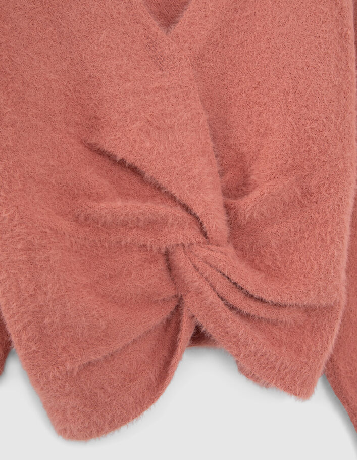 Pull terracotta tricot réversible devant dos fille
