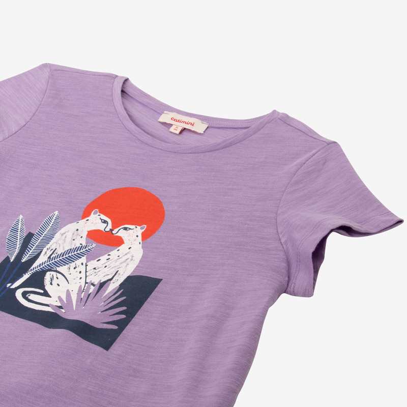T-shirt fille léopards violet Catimini