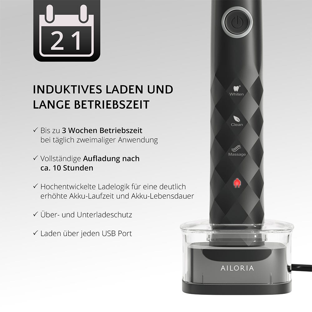 Ailoria Shine Bright Schallzahnbürste Schwarz