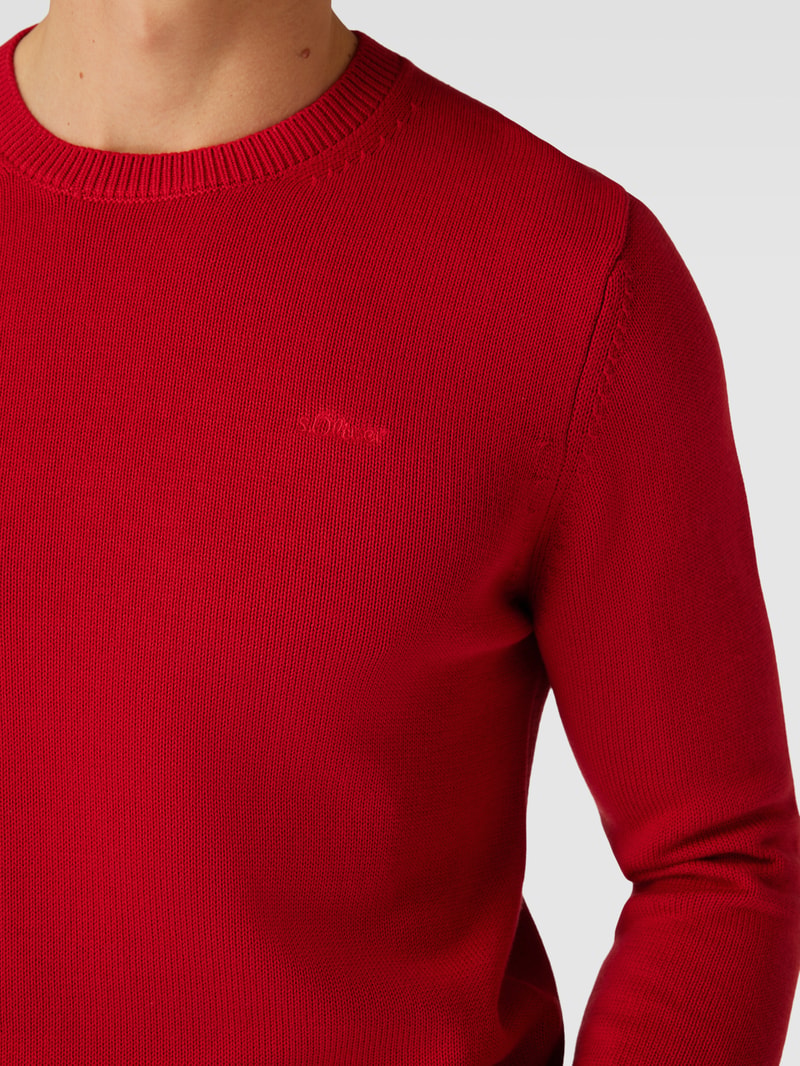 Strickpullover mit Label-Stitching in rot