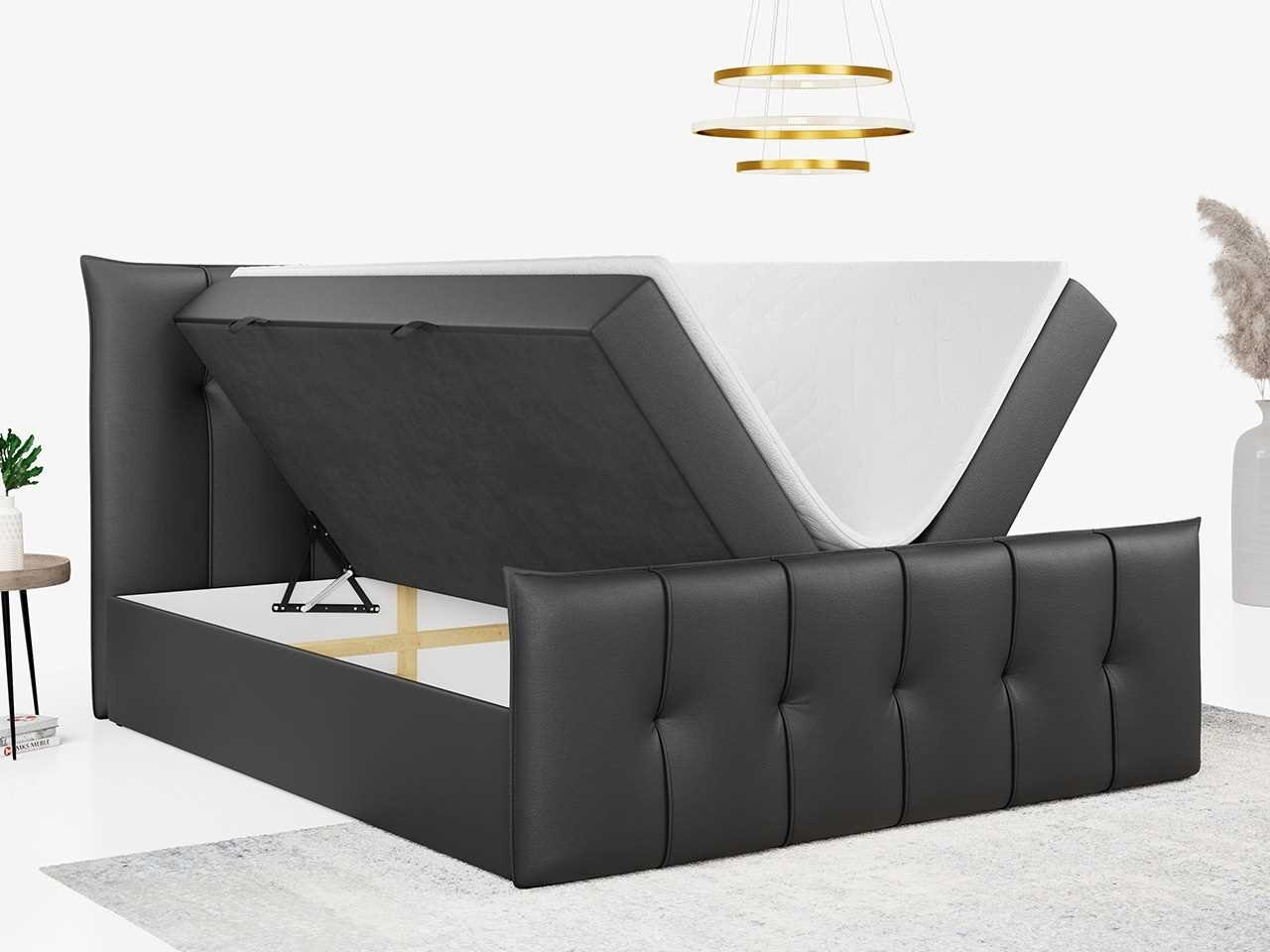 MKS MÖBEL Boxspringbett PREMIUM 11, Polsterbett mit Kopfteil - Doppelbett mit Bettkasten für Schlafzimmer