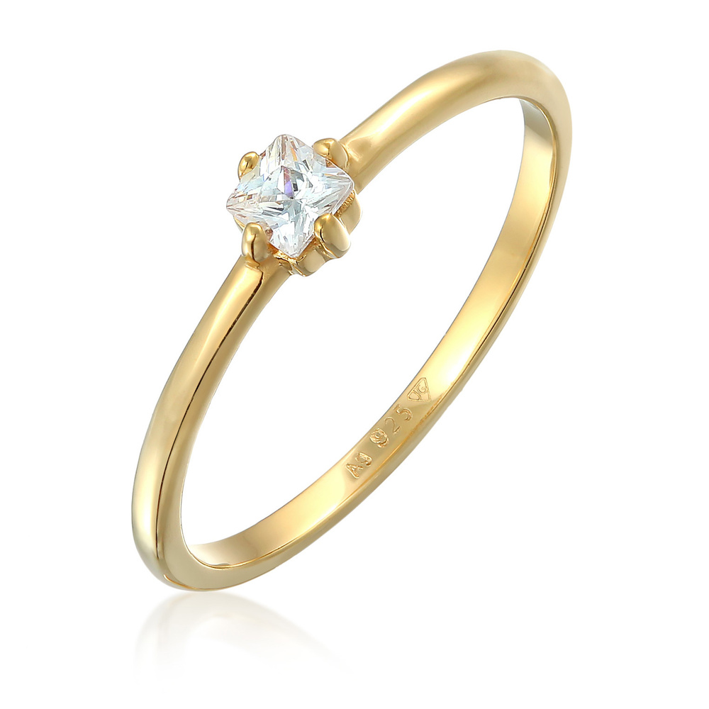 Elli Elli Bague Femmes Bague de fiançailles Solitaire Classique avec Zirconia en argen Bague