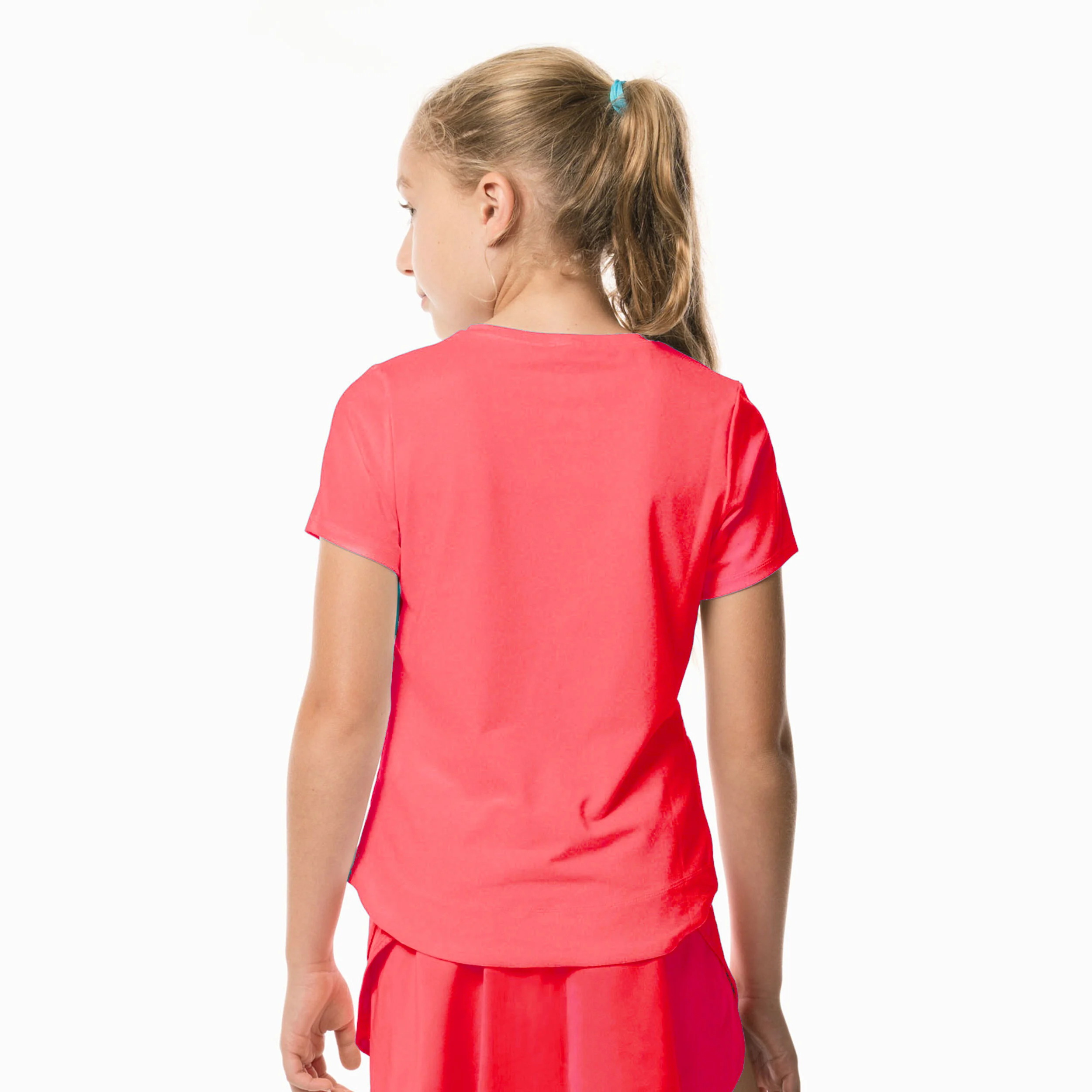 Dynamic High-Low T-Shirt Mädchen - Koralle