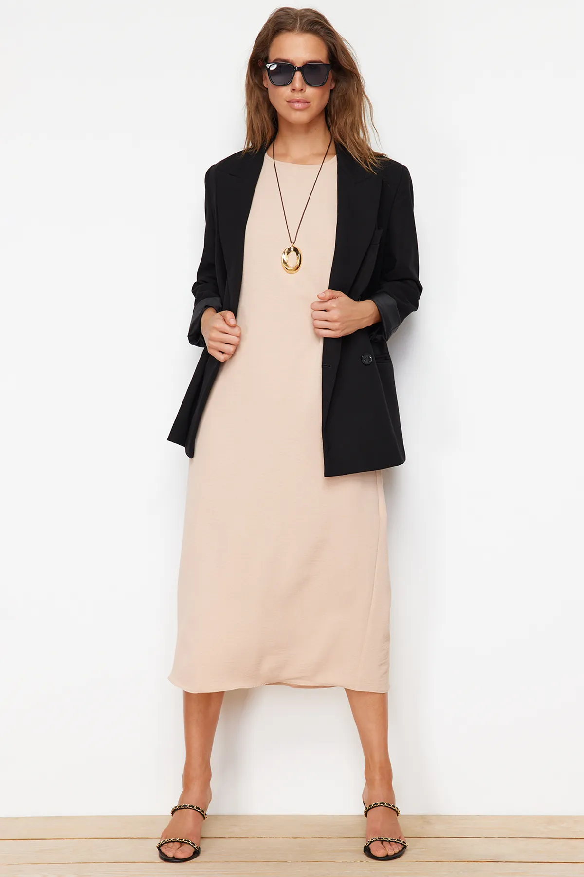 Trendyol Modest  Steinbraunes 2er-Pack Unterwäschekleid mit gewebtem Aerobin-Futter TCTSS23EB00146